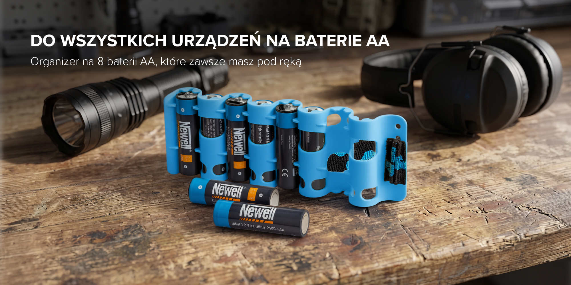 Organizer na 8 baterii AA Newell BattHolder - żółty